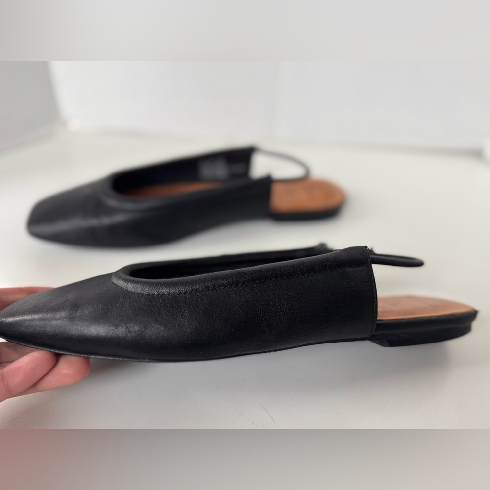 Eric Javits Peyton Black Leather Slingback Flat Shoes Women’s Size 8 - Picture 6 of 13